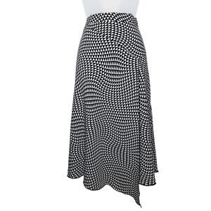 Vintage Y2K Asymmetric Midi Skirt Dress 8 Medium George Black & White Geometric